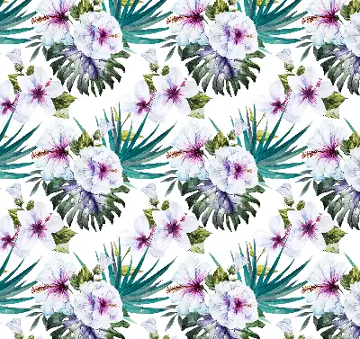 Fabric roller blind with a floral pattern
