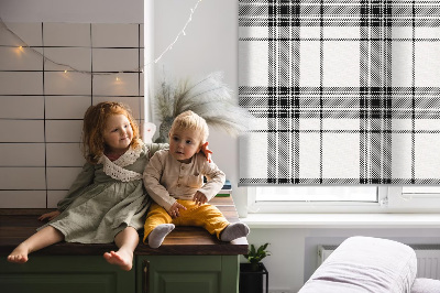 Modern roller blind Gray tartan