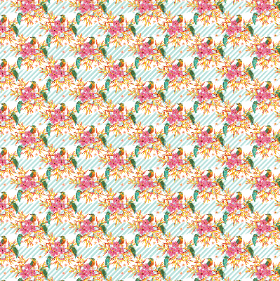 Fabric roller blind Birds among the branches of a tree