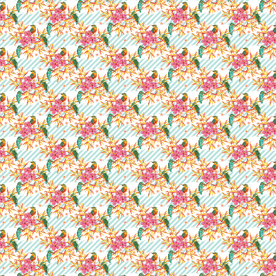 Fabric roller blind Birds among the branches of a tree