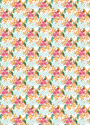 Fabric roller blind Birds among the branches of a tree