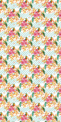 Fabric roller blind Birds among the branches of a tree