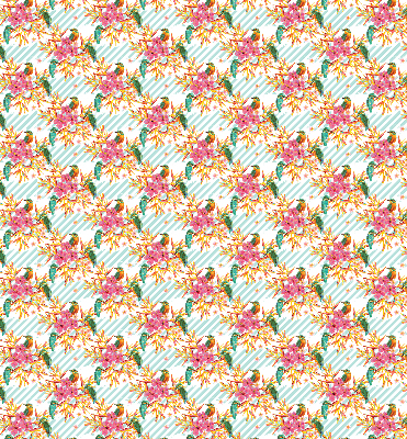 Fabric roller blind Birds among the branches of a tree