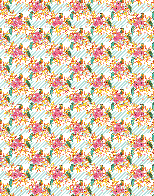 Fabric roller blind Birds among the branches of a tree