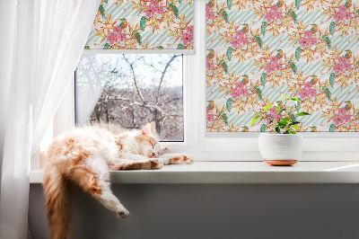 Fabric roller blind Birds among the branches of a tree