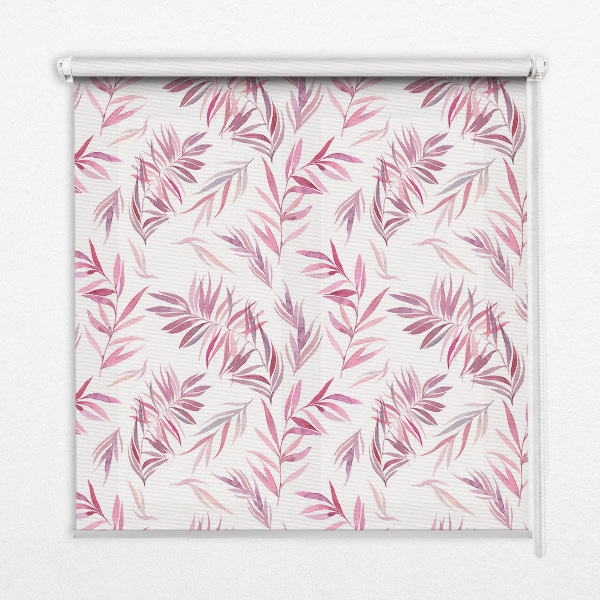 Roller blind pink leaves pattern