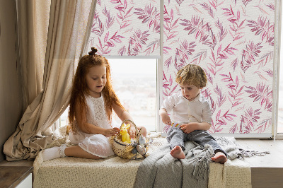 Modern roller blind Pink leaves