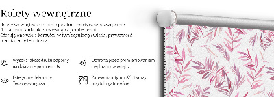Roller blind pink leaves pattern