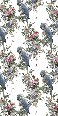 Roller blind for large window Parrots on flowers