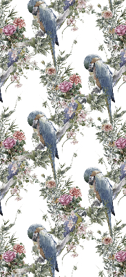 Roller blind for large window Parrots on flowers