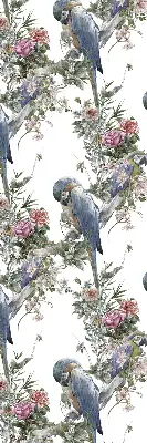 Roller blind for large window parrots on flowers design