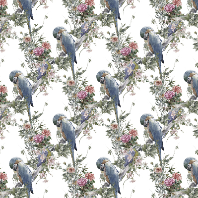 Roller blind for large window Parrots on flowers