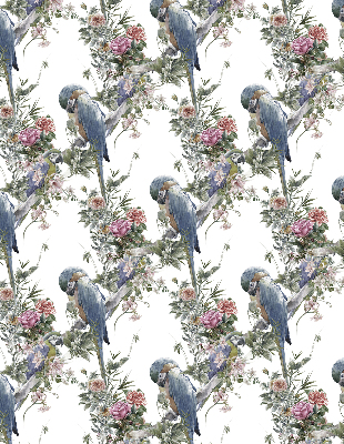 Roller blind for large window Parrots on flowers