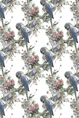 Roller blind for large window parrots on flowers design