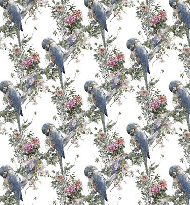 Roller blind for large window Parrots on flowers