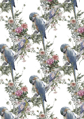 Roller blind for large window Parrots on flowers