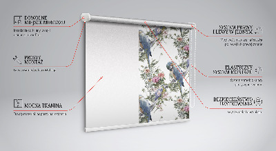 Roller blind for large window Parrots on flowers