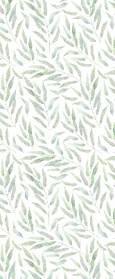 Fabric roller blind with a green leaves pattern