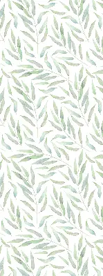 Fabric roller blind with a green leaves pattern