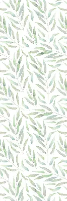 Fabric roller blind with a green leaves pattern
