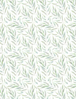 Fabric roller blind with a green leaves pattern