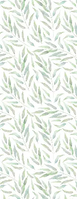Fabric roller blind with a green leaves pattern