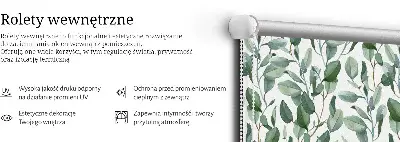 Modern roller blind with leaves on twigs pattern