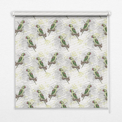 Roller blind for large window Parrots on a branch