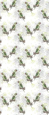 Roller blind for large window with parrots on a branch print