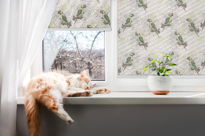 Roller blind for large window Parrots on a branch