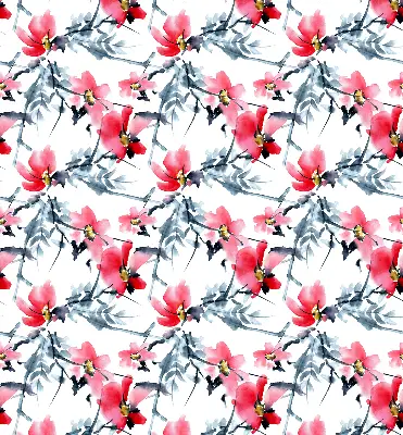 Fabric roller blind with a floral pattern