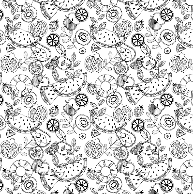 Modern roller blind Drawn fruits