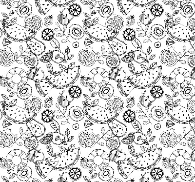 Modern roller blind Drawn fruits