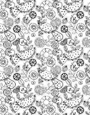 Modern roller blind with a drawn fruits pattern