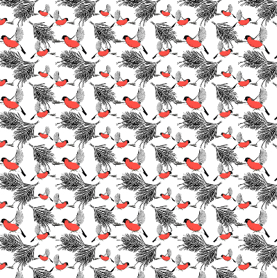 Fabric roller blind Bullfinch birds