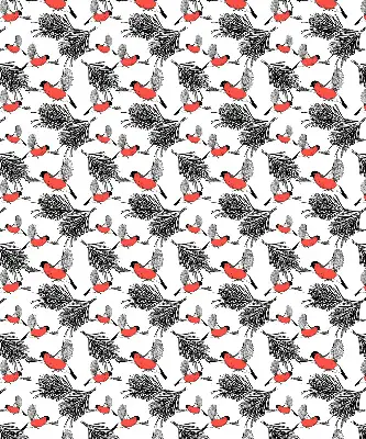 Fabric roller blind with bullfinch bird print