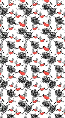 Fabric roller blind with bullfinch bird print