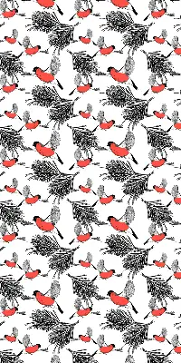 Fabric roller blind with bullfinch bird print