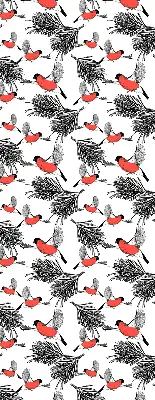 Fabric roller blind with bullfinch bird print