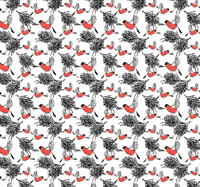 Fabric roller blind with bullfinch bird print