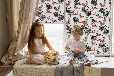 Fabric roller blind Bullfinch birds