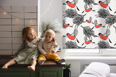 Fabric roller blind Bullfinch birds