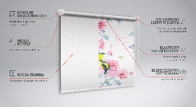 Modern roller blind Birds on flowers