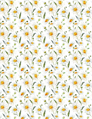 Modern roller blind patterned with daisies