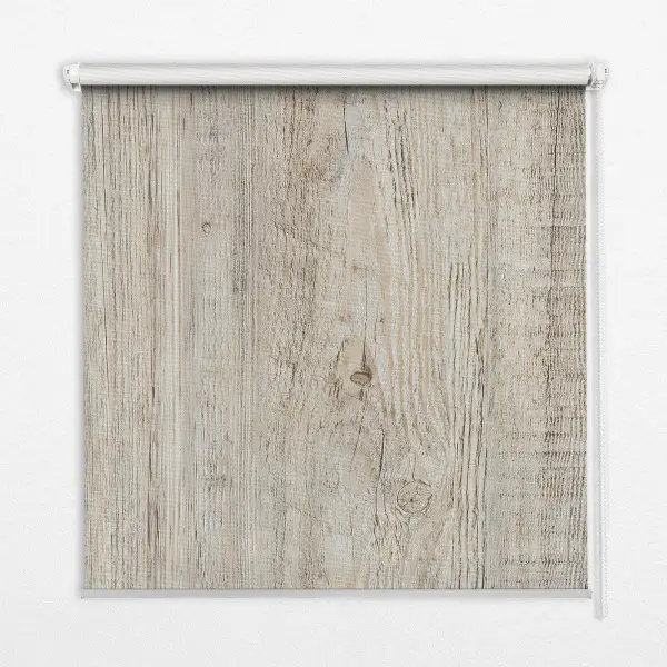 Roller blind for large window in light wood finish