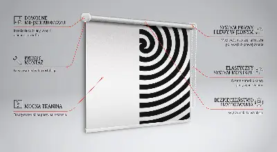 Roller blind for large windows hypnotizing circle pattern
