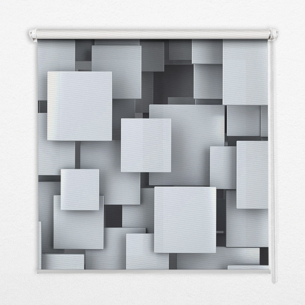 Fabric roller blind Gray 3D Squares