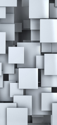 Fabric roller blind gray 3D squares pattern