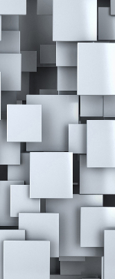 Fabric roller blind gray 3D squares pattern