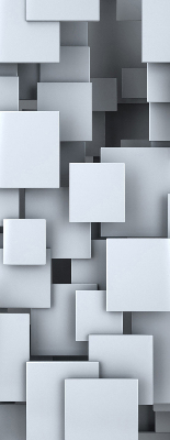 Fabric roller blind gray 3D squares pattern